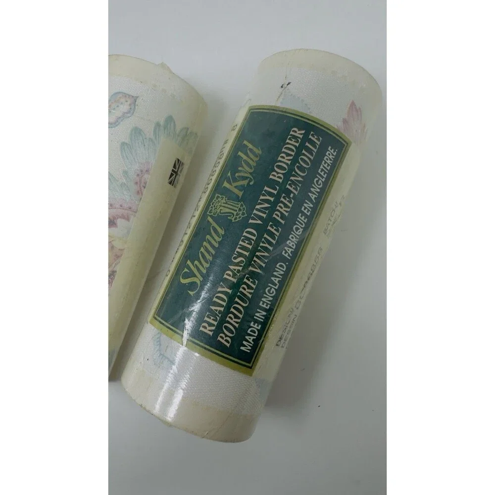 3 Rolls Wallpaper Border Soft Pink Ivory Floral Romantic  5.4 Yards Each New